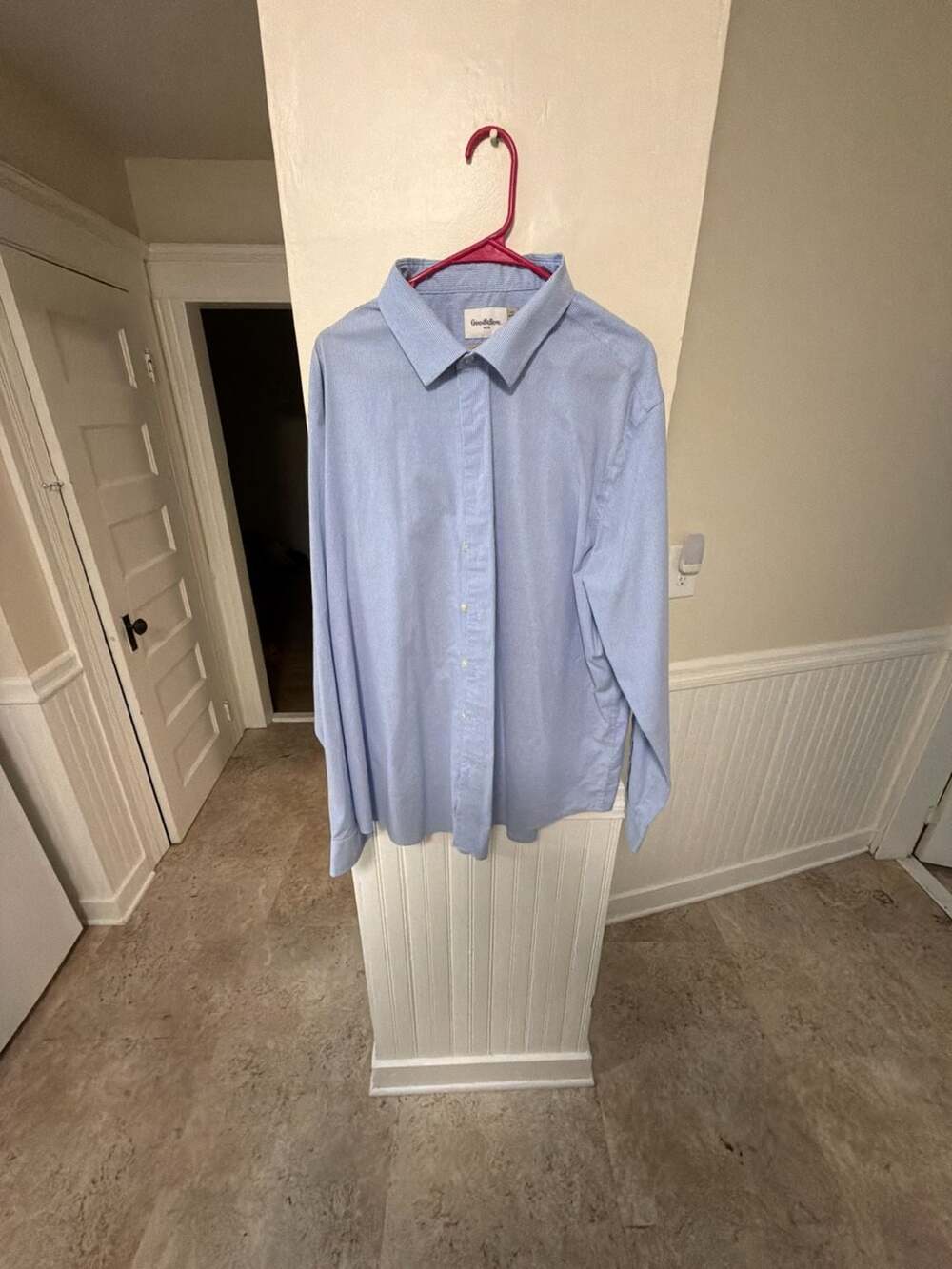 Goodfellow & Co Dress Shirt Size XXL 18-18.5 Blue White Striped Standard